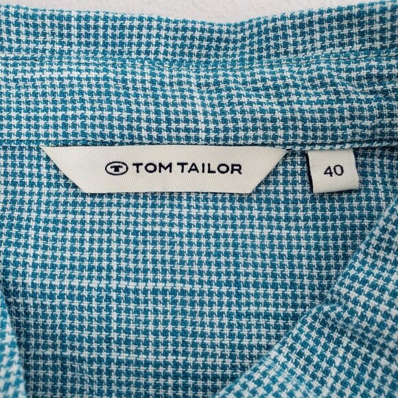 Tom Tailor Womens Boxy Button Up Blouse Size 40 Cuffed Sleeve Minimalist Summer - Picture 4 of 9